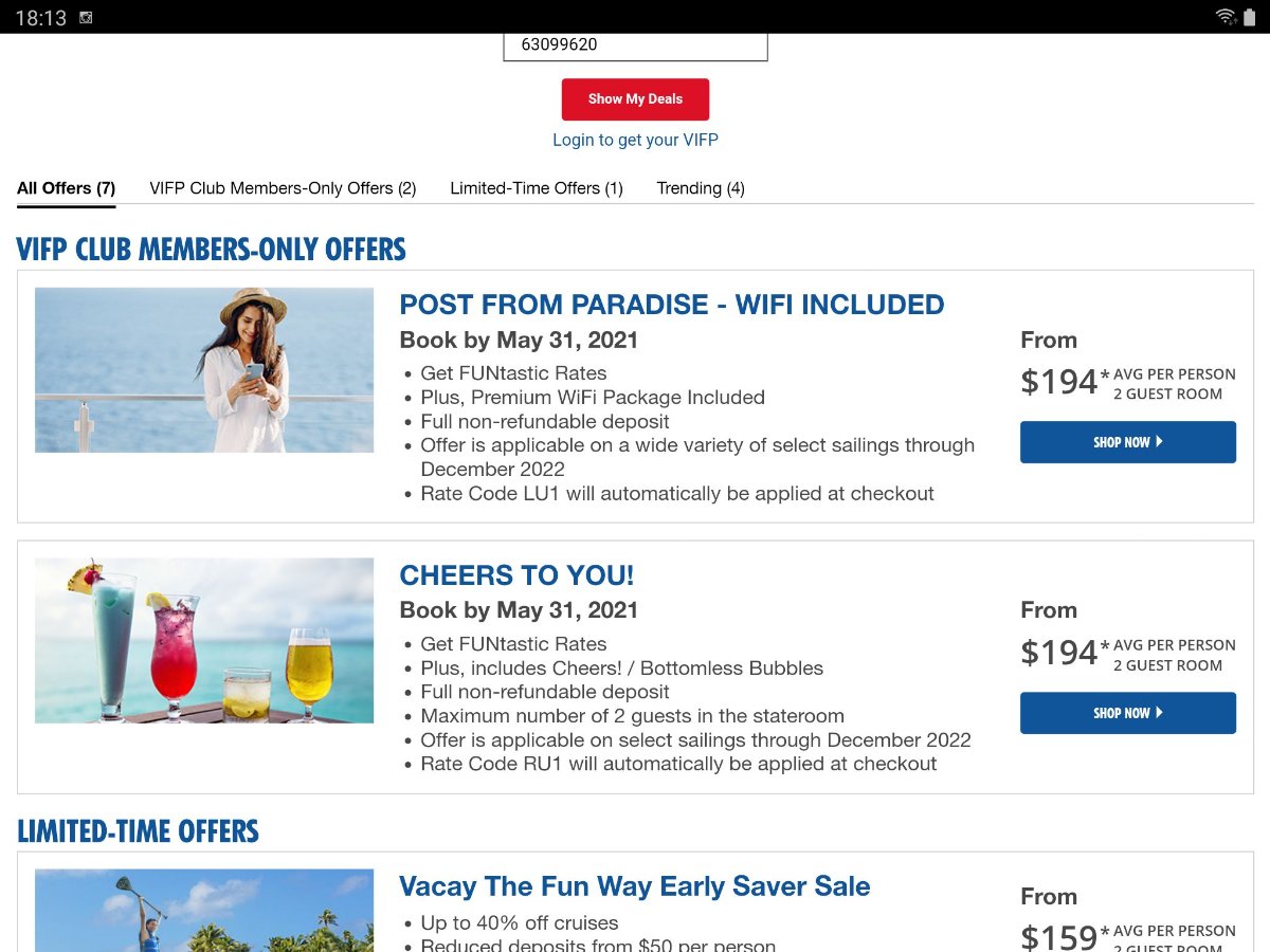 RU1 offer - Carnival Cruise Lines - Cruise Critic Community