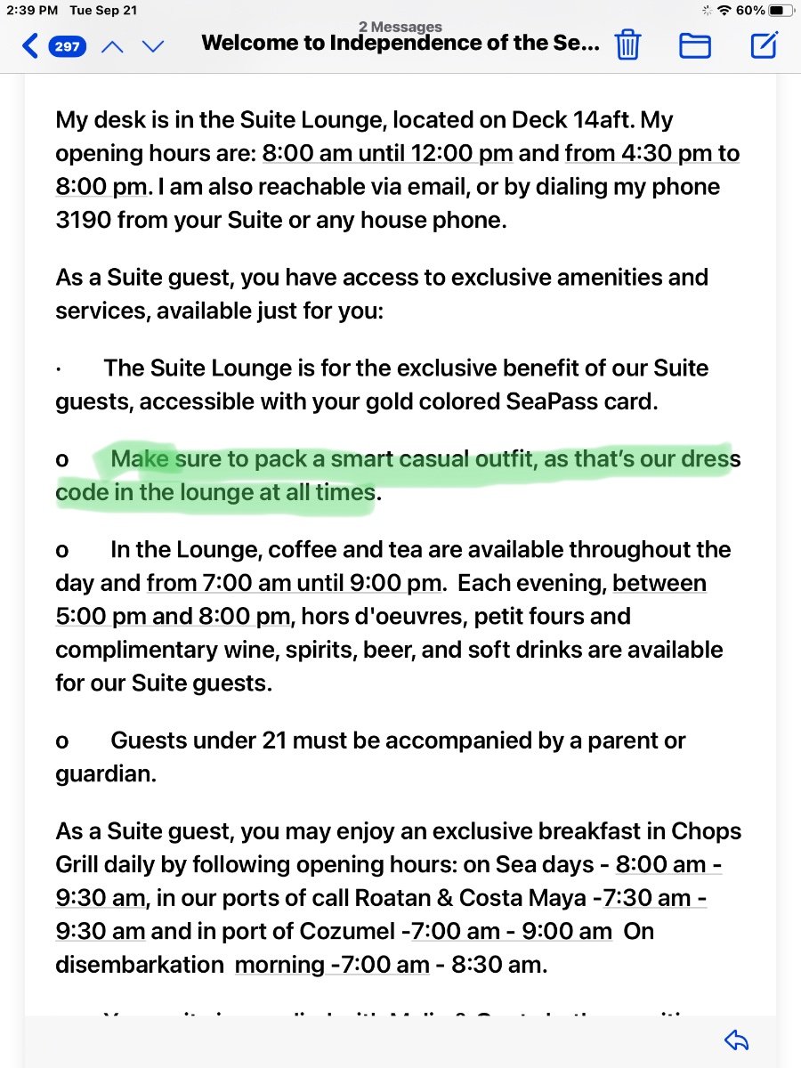 Dress code for suite lounge? - Royal Caribbean International - Cruise  Critic Community