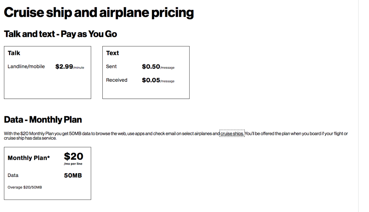 Verizon Cruise Ship/Airline Plan Question - Princess Cruises - Cruise