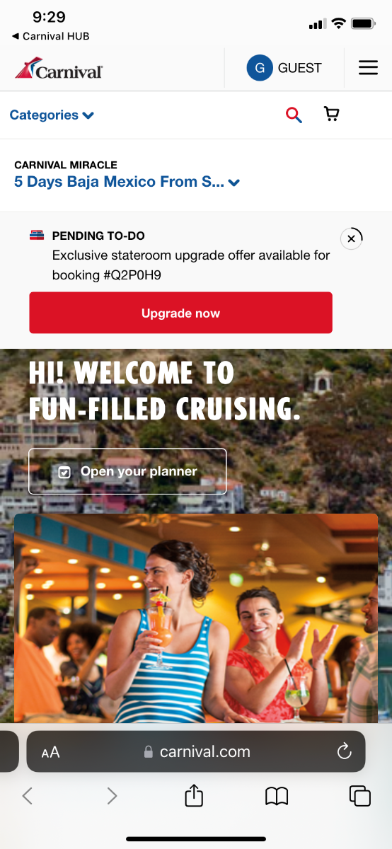 Does Carnival offer room upgrade bidding? - Carnival Cruise Lines 