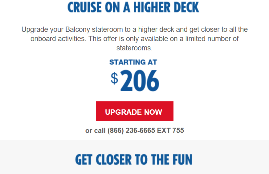 Does Carnival offer room upgrade bidding? - Carnival Cruise Lines 