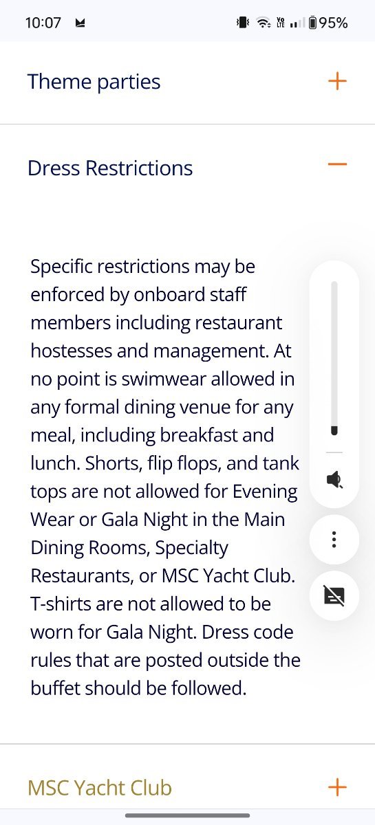 dress code - MSC Cruises