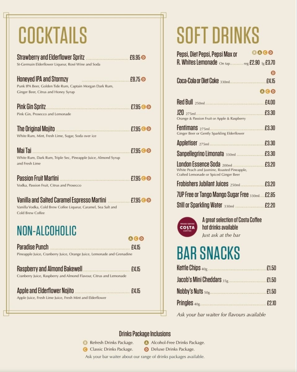 Drinks Prices? - P&O Cruises ( UK )