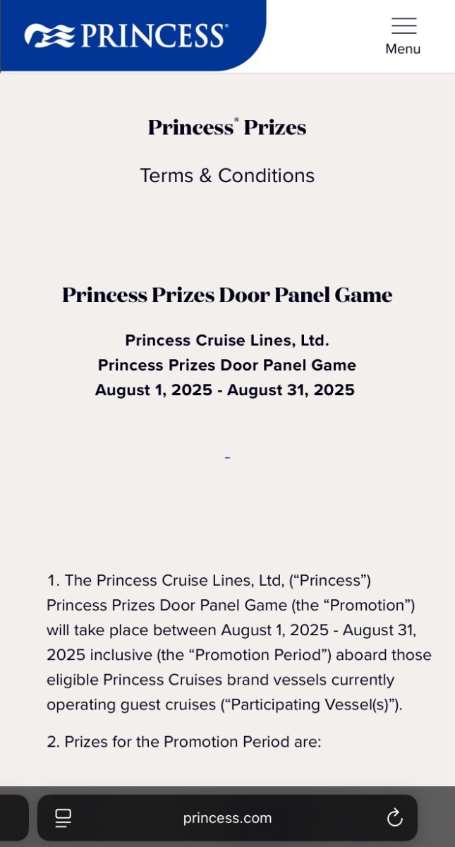 Premier and Princess Prizes - Princess Cruises - Cruise Critic