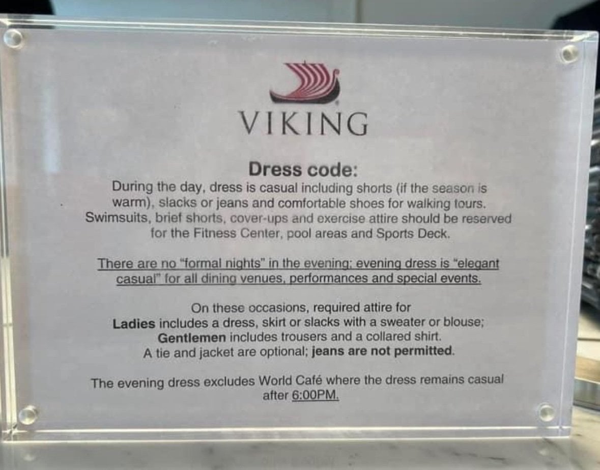 Dress code question - Page 2 - Viking Ocean - Cruise Critic Community
