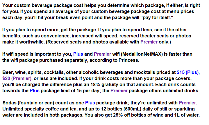 New to Princess - Plus Package versus Pay as you Go - Sky Princess June ...