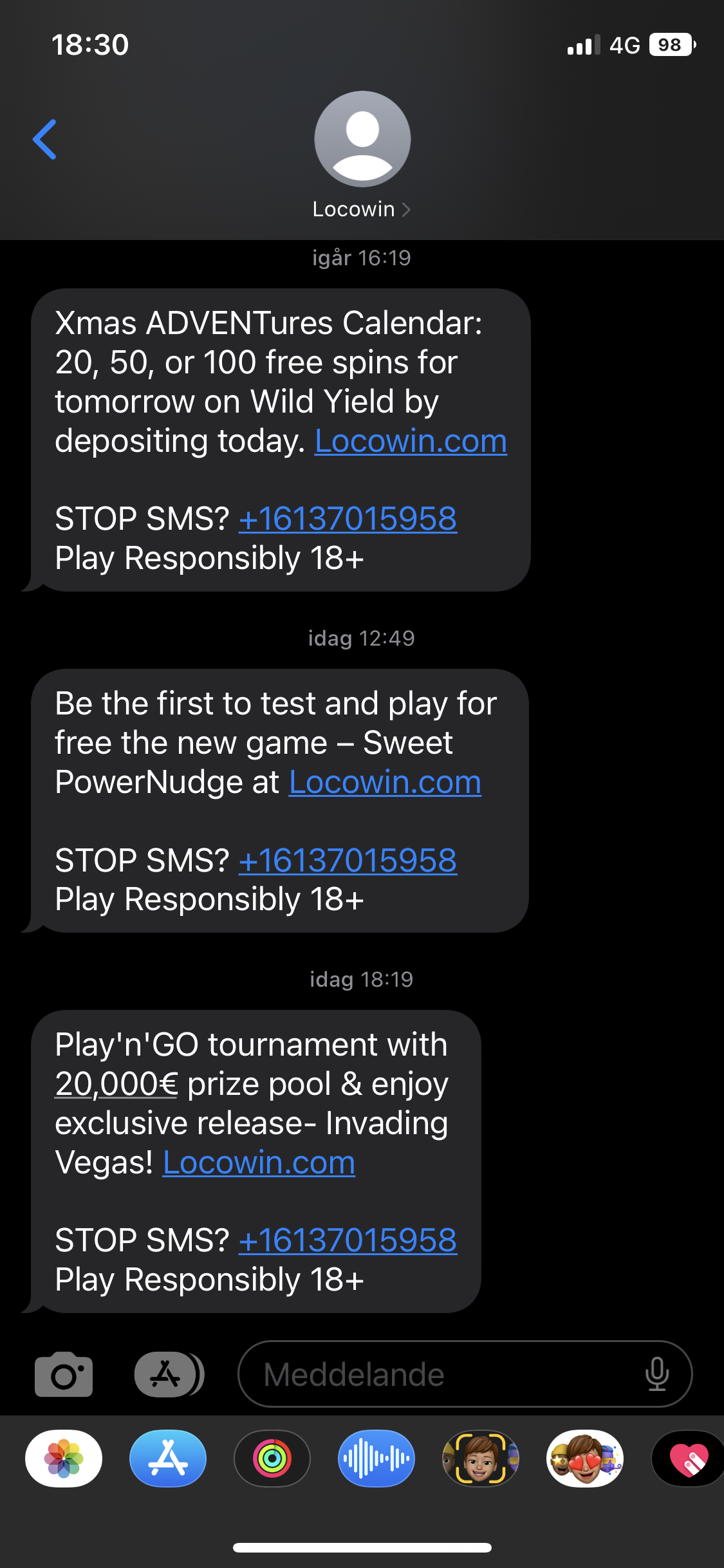 Näyttökuva Locowin Casino -sovelluksen käyttöliittymästä