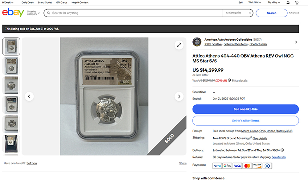 Did this owl really sell for $14,399.99 on eBay? - General - Numis