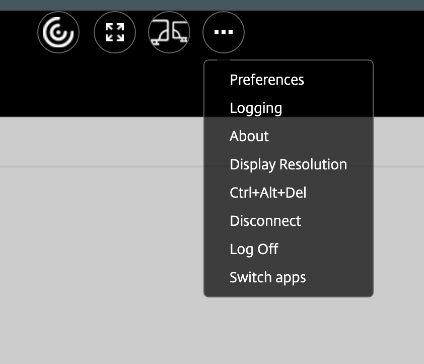 Remove Ctrl+Alt+Del from toolbar menu - Workspace app for HTML5