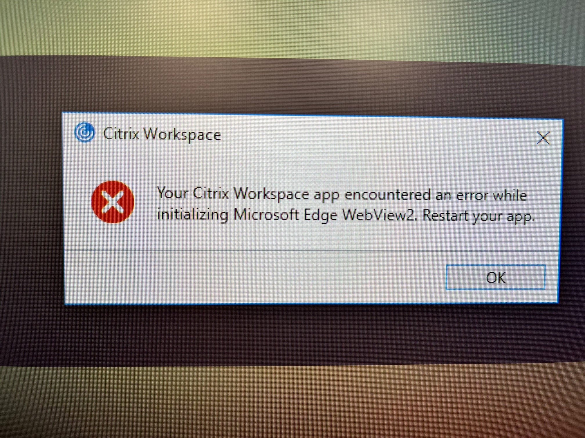 Your Citrix Workspace App encountered an error while initializing 