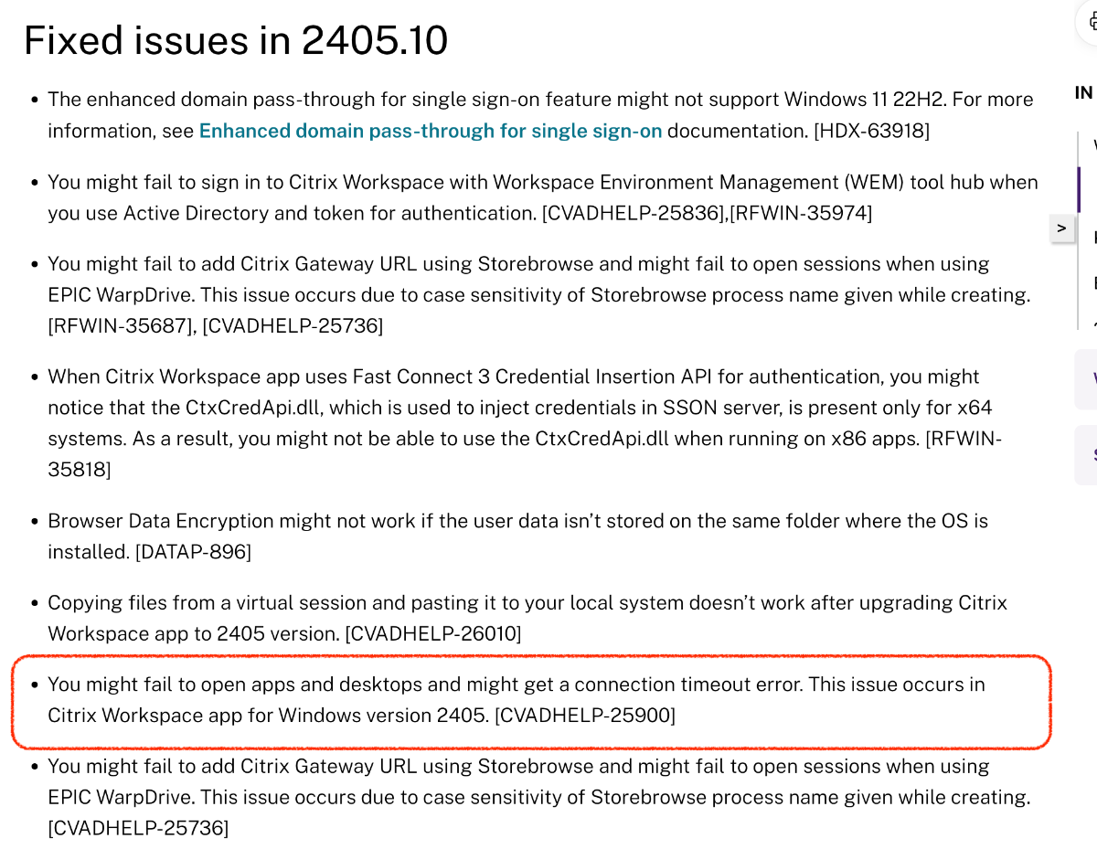 CWA for Windows 2405 session roaming / connect / reconnect 