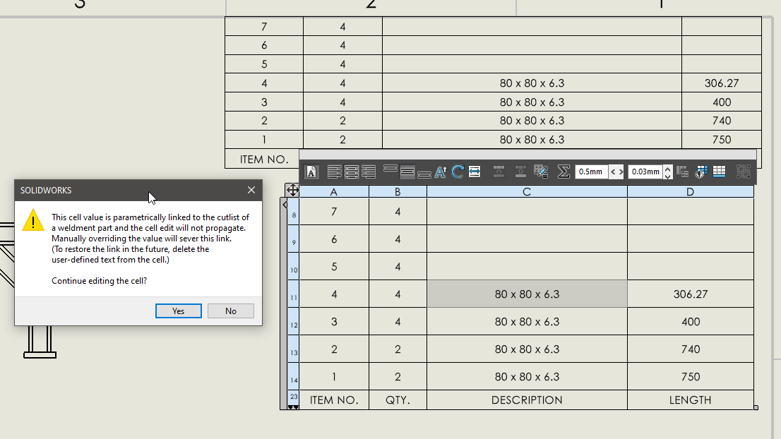 Editing a Weldment Cut List Table - SOLIDWORKS CAD - GoEngineer 