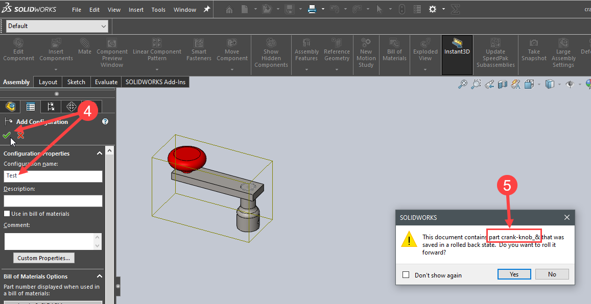 Components in roll-back state are preventing assembly creation 