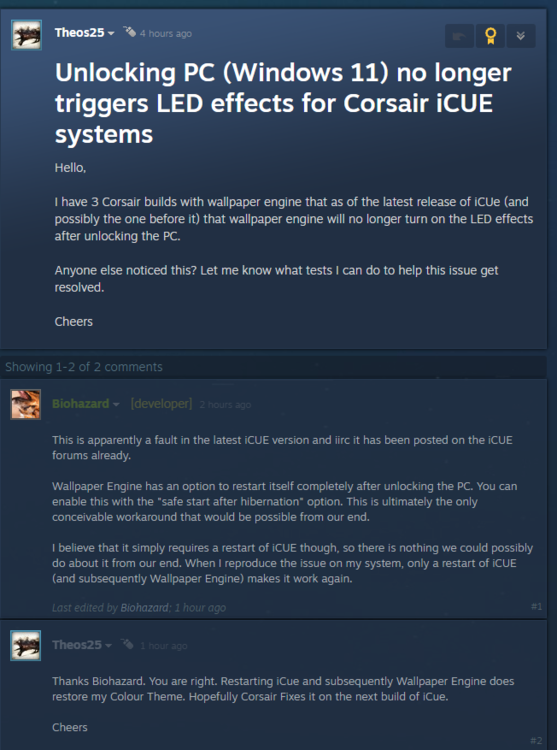 New ICUE update has broken wallpaper engine - iCUE Software 