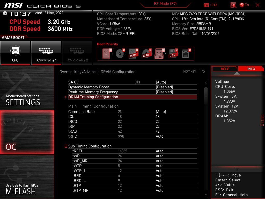 Random hard reboots with Corsair DDR4 and MSI MPG Z690 Edge WiFi