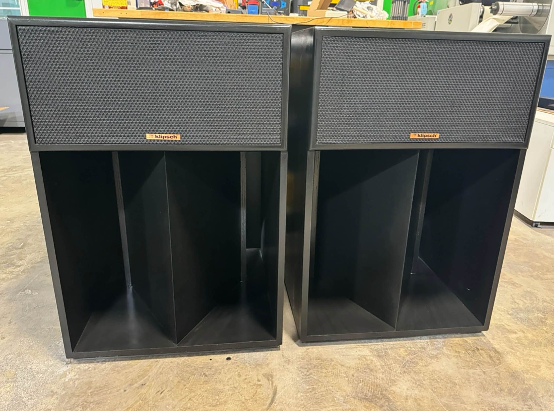 Klipsch for sale. Black La Scala pair (SOLD) and KLF-20 Pair Still