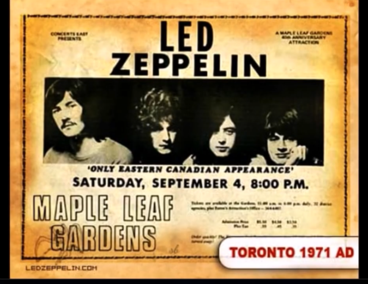 Toronto, Maple Leaf Gardens, September 4, 1971 - Led Zeppelin Live - Led  Zeppelin Official Forum