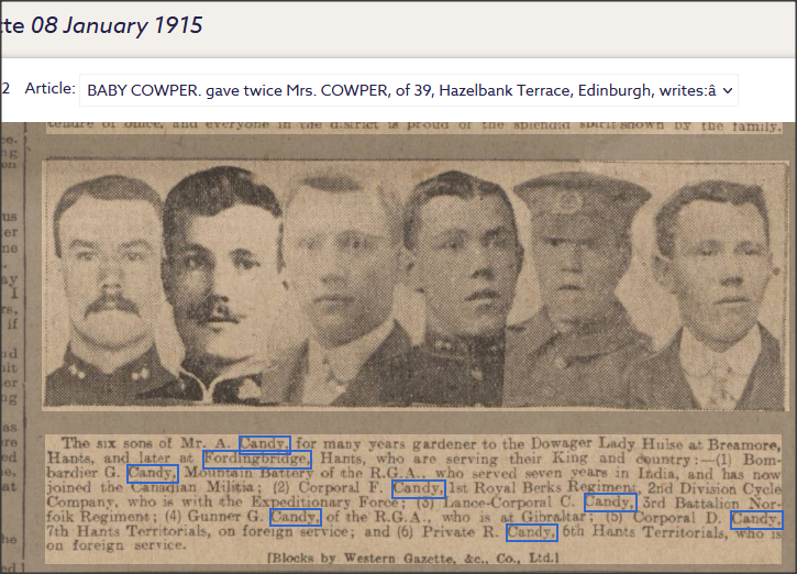 GNR GUY CANDY RGA - Soldiers and their units - The Great War (1914-1918 ...