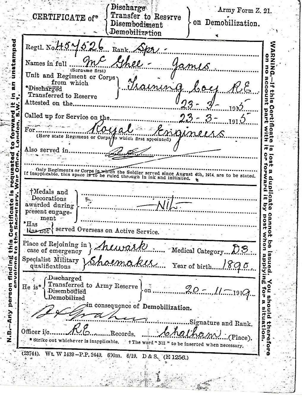457526 James McGhee - Royal Engineers - Soldiers and their units - The ...