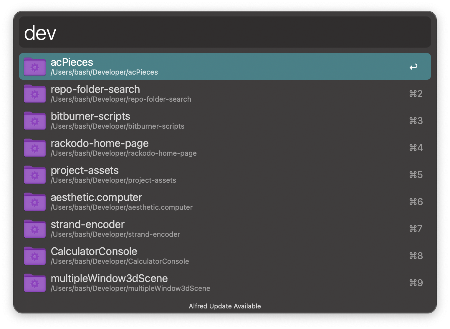 Repo Folder Search - Share your Workflows - Alfred App Community Forum