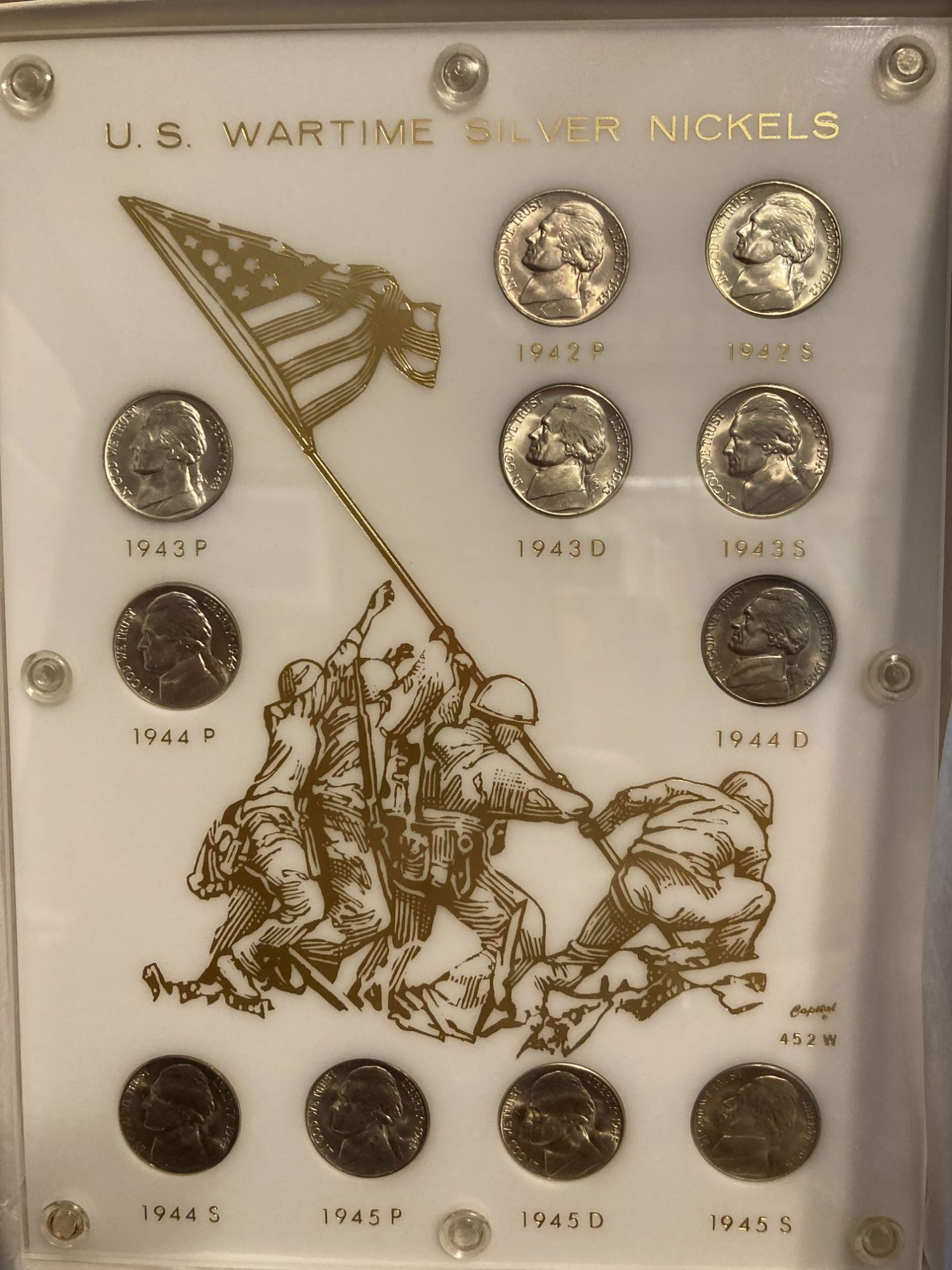 Completed set of MS BU War Nickels in Plastic Capital Holder