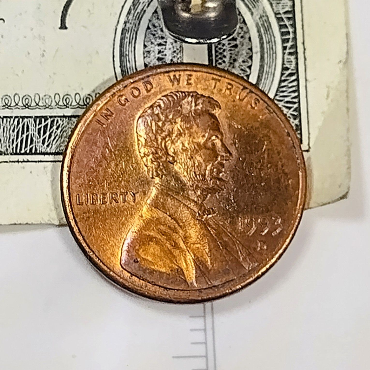 1993 Lincoln Memorial Cent with Weak/Missing 