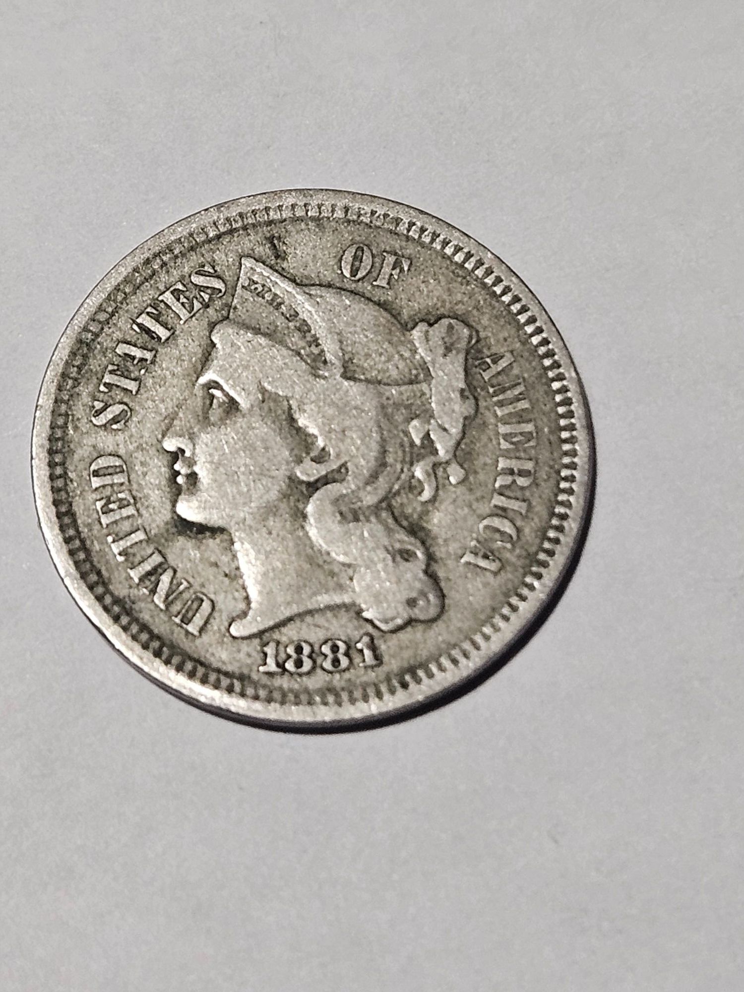 1881 3 CENT NICKEL POSSIBLE STRIKE DAMAGE - Newbie Coin Collecting