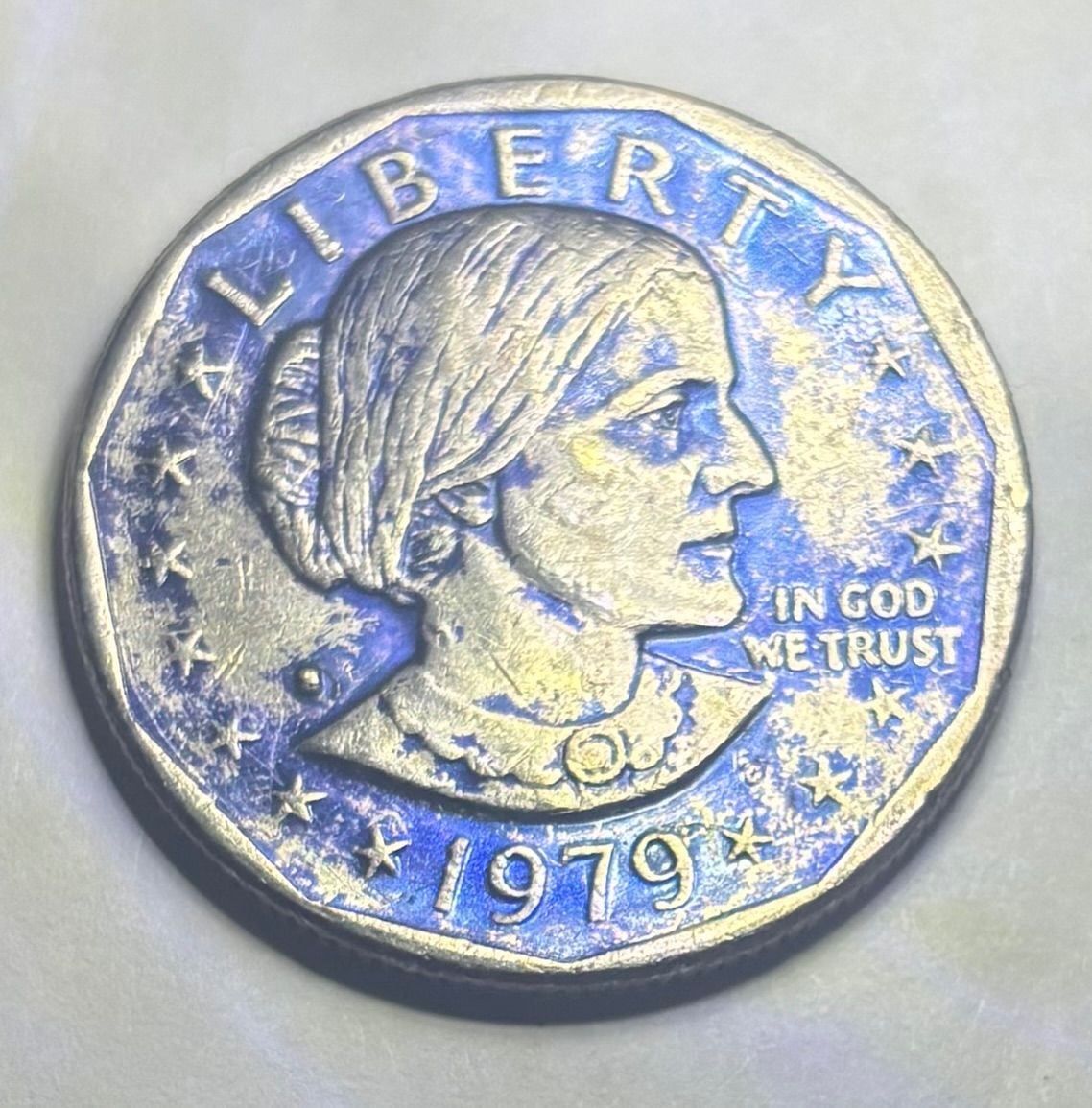 1979 S Susan B Anthony Dykum Blue Dollar coin - Newbie Coin