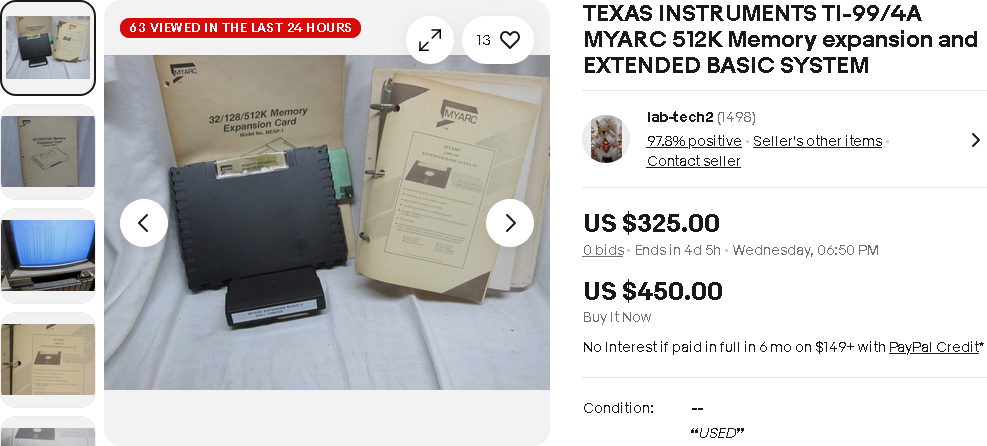 TI Related -- Ebay / Heads Up Notice - Page 318 - TI-99/4A Computers ...