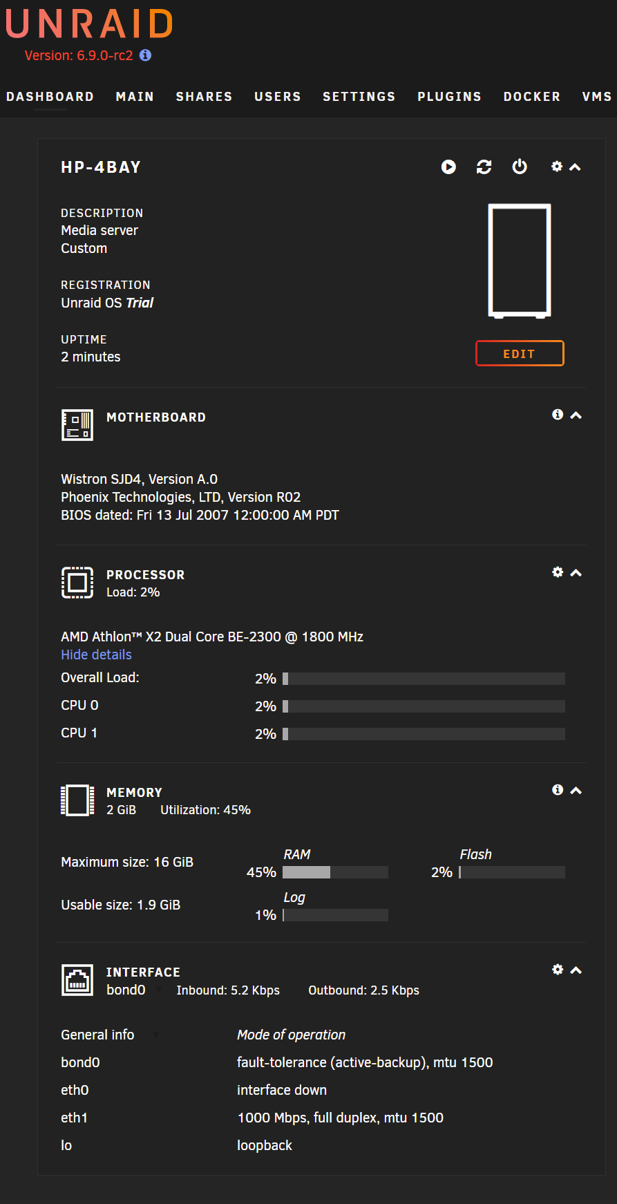 HP mediasmart hardware - General Support (V5 and Older) - Unraid