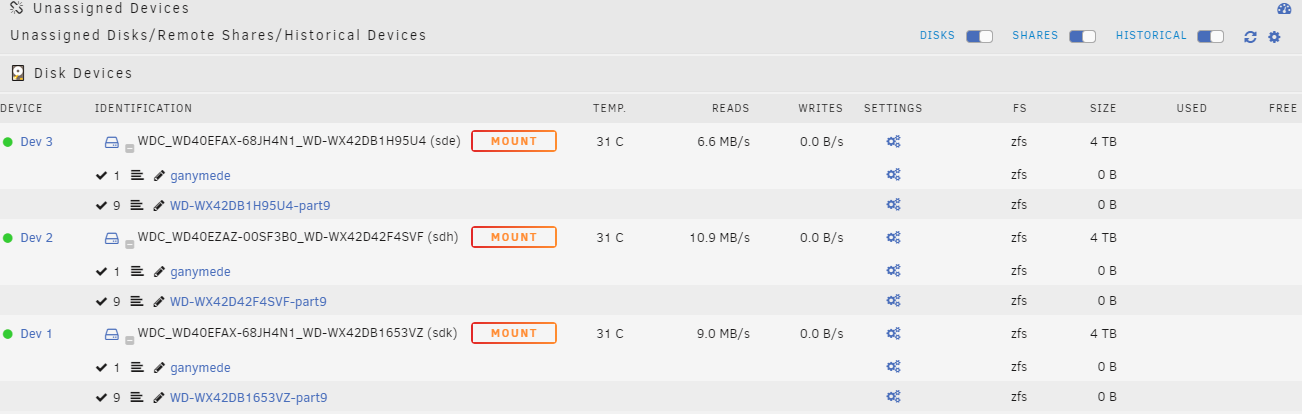 Added raidz1 vdev to existing pool. UI not showing new disks correctly ...