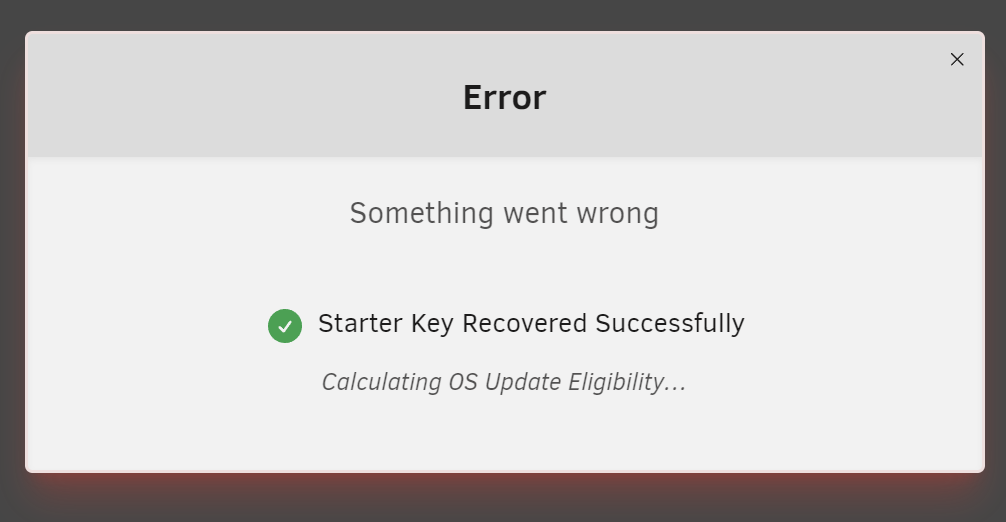 Can&rsquo;t register key - &ldquo;Error - Something went wrong. - Starter key 