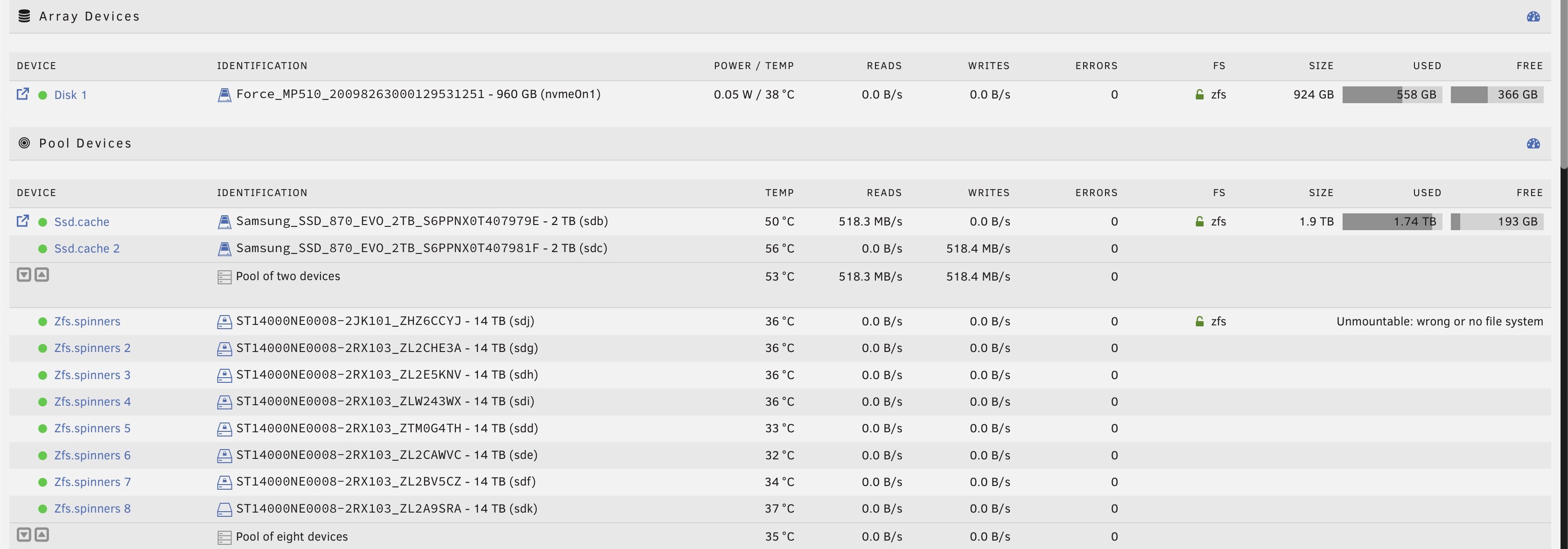 ZFS RAIDZ2 after new config, unmountable: unsupported or no file system ...