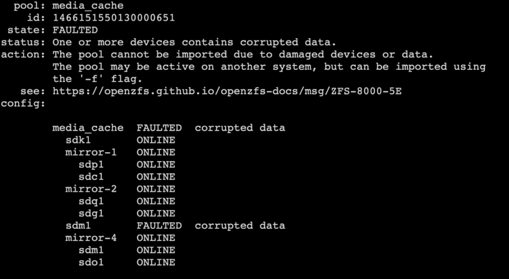 user_c7d7d101❣️ ZFS Pool Faulted, Corrupted data, Device unavailable - General