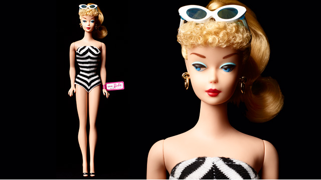 A Star in Stripes Black White Bathing Suit Barbie Doll Public News Stories Mattel Creations