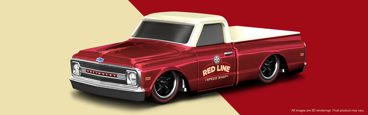 RLC 1969 Chevy C-10 Red Line top Speed Shop 2021 sELECTIONs, Oxblood Red, Hot Wheels