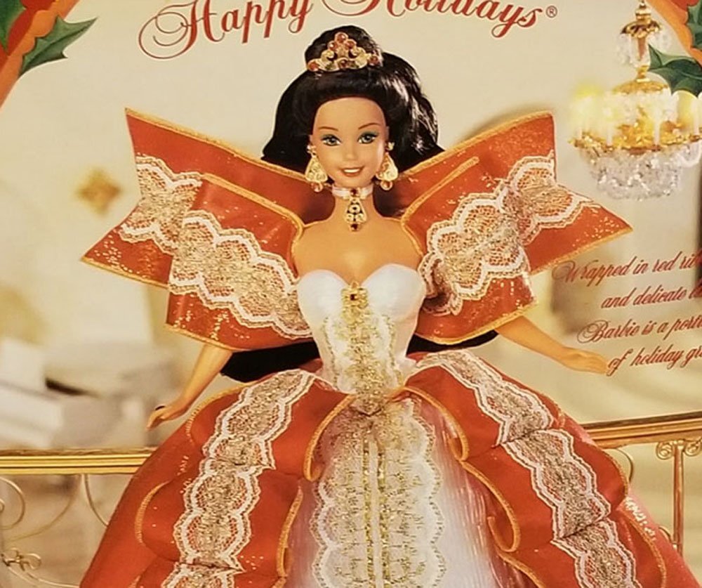 1997 RARE Gold Background Happy Holidays Special Edition online Barbie / Misprint 17832