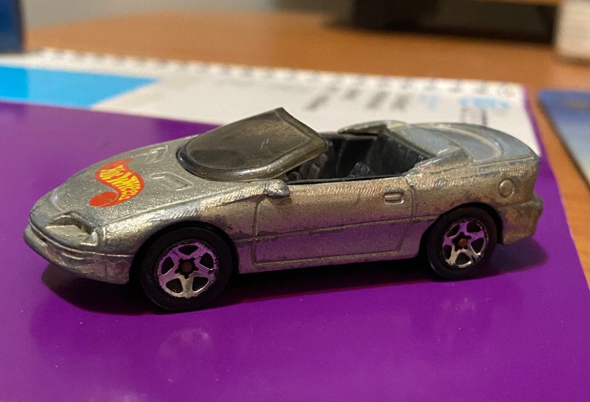 Mattel India '95 Camaro Convertible silver with logo on hood