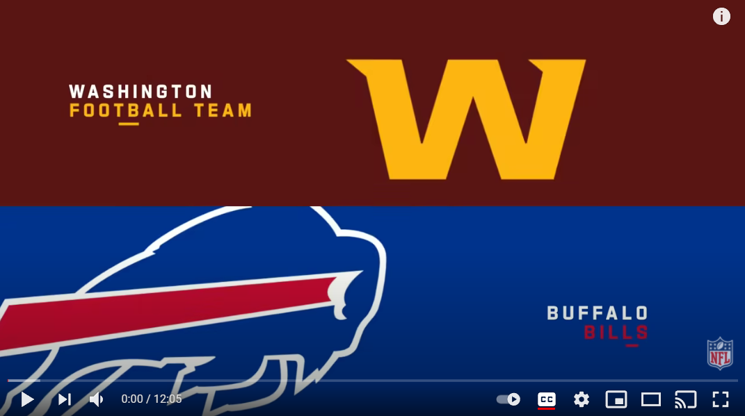 Washington Football Team @ Buffalo Bills