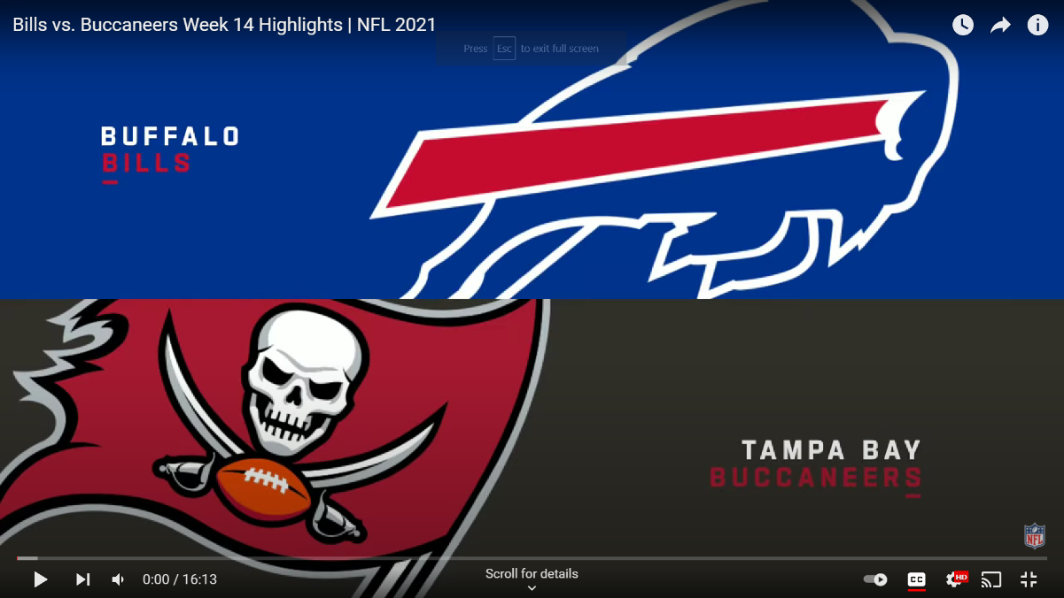 Buffalo Bills @ Tampa Bay Buccaneers