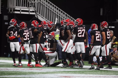 A Flock of Falcons Flap Jaw Over A Second Josh INT