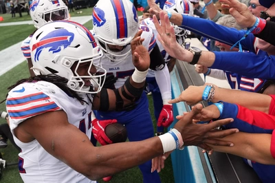 AJ And The Lone Bills Williams Celebrate His INT With Fans