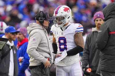 Terrel Bernard double checks with HC Sean McDermott that he should go out there and tackle the guy with the ball.