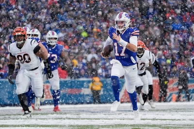 Josh Allen has a Moses moment as the Bengals Defense parts in front of him on his way to a 40 yard TD run.