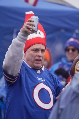 Thom Marshall of Painted Post, is thoroughly enjoying the penultimate tailgater of the regular season at the old Rich/Ralph/Highmark Stadium. I'd be drinking too if I had made that jersey purchase.