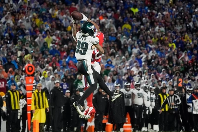 Our other long ball hero, Brandin Cooks, leaps high and out battles S Marcus Epps for a big 4th quarter reception.