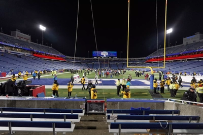 It took over an hour, but finally the fans emptied out after the game. Staff and families were still on the field as the grounds crew took down the end zone nets.