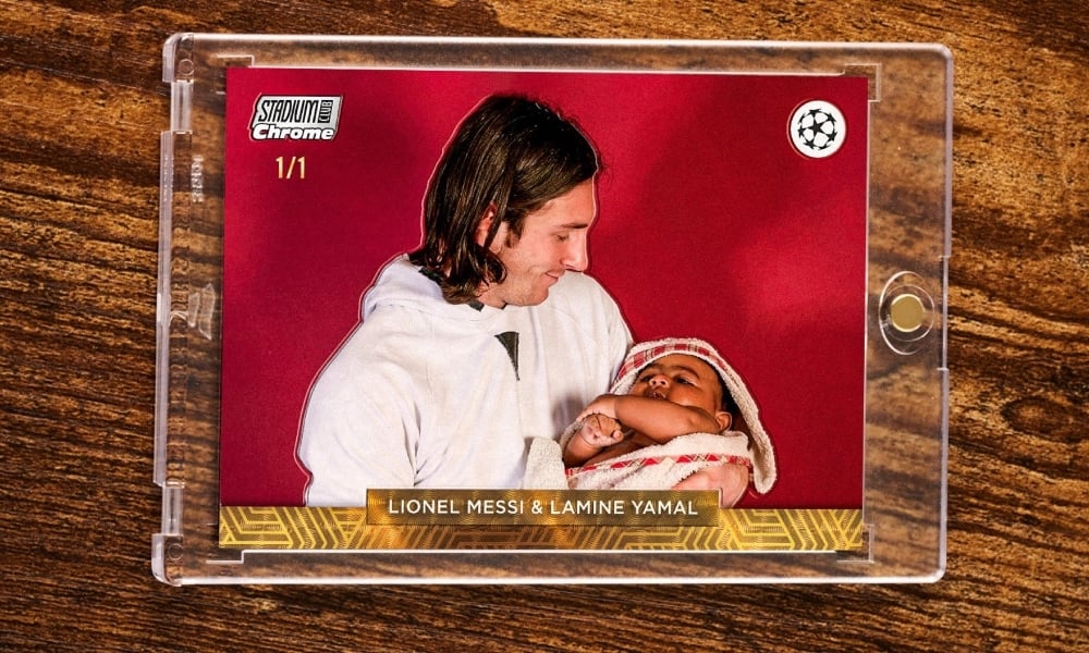 Viral Lamine Yamal–Lionel Messi photo immortalized on 1-of-1 Topps trading card