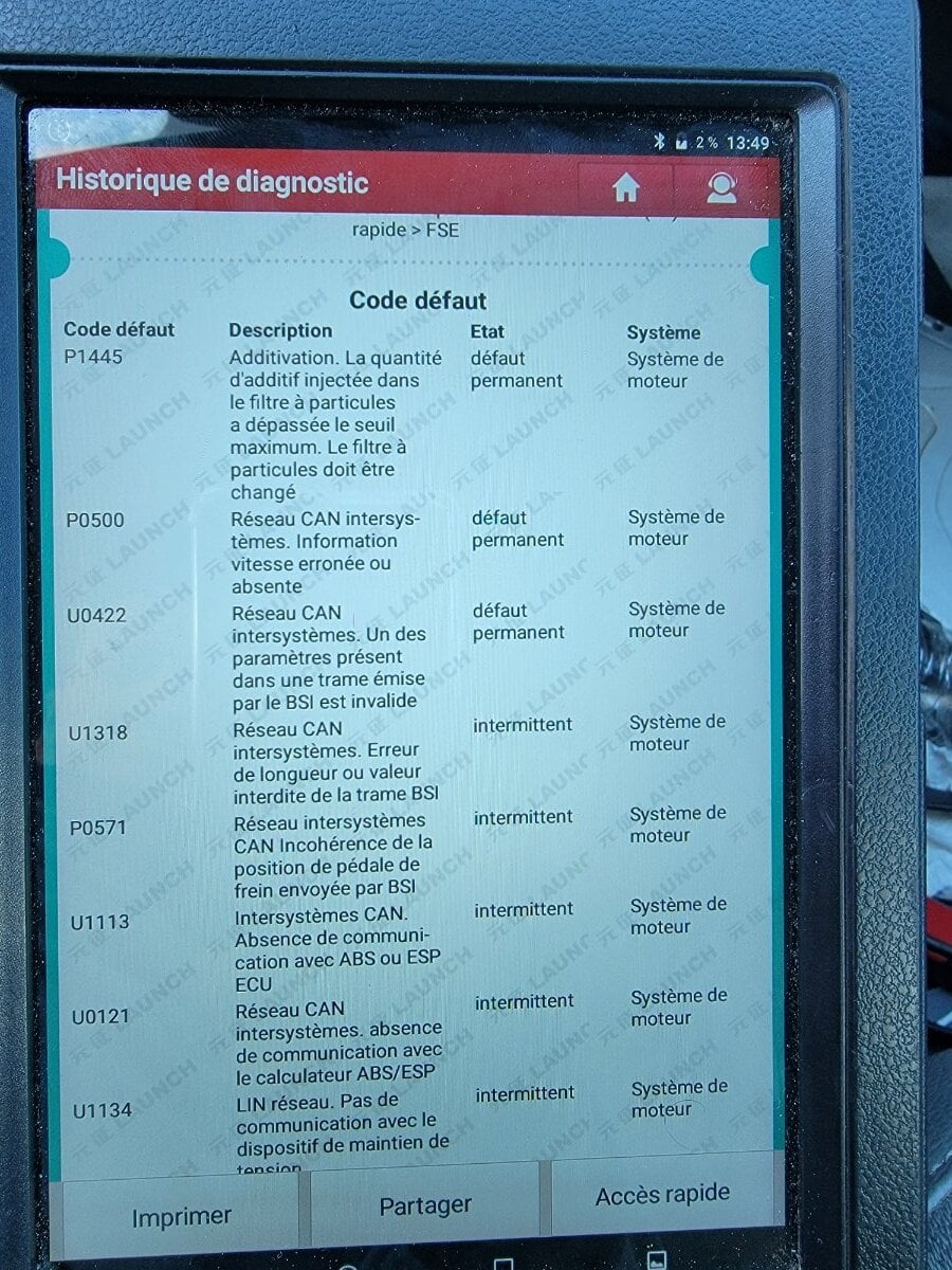 Code défaut C4 2 2013 - Codes défauts - PLANÈTE-CITROËN