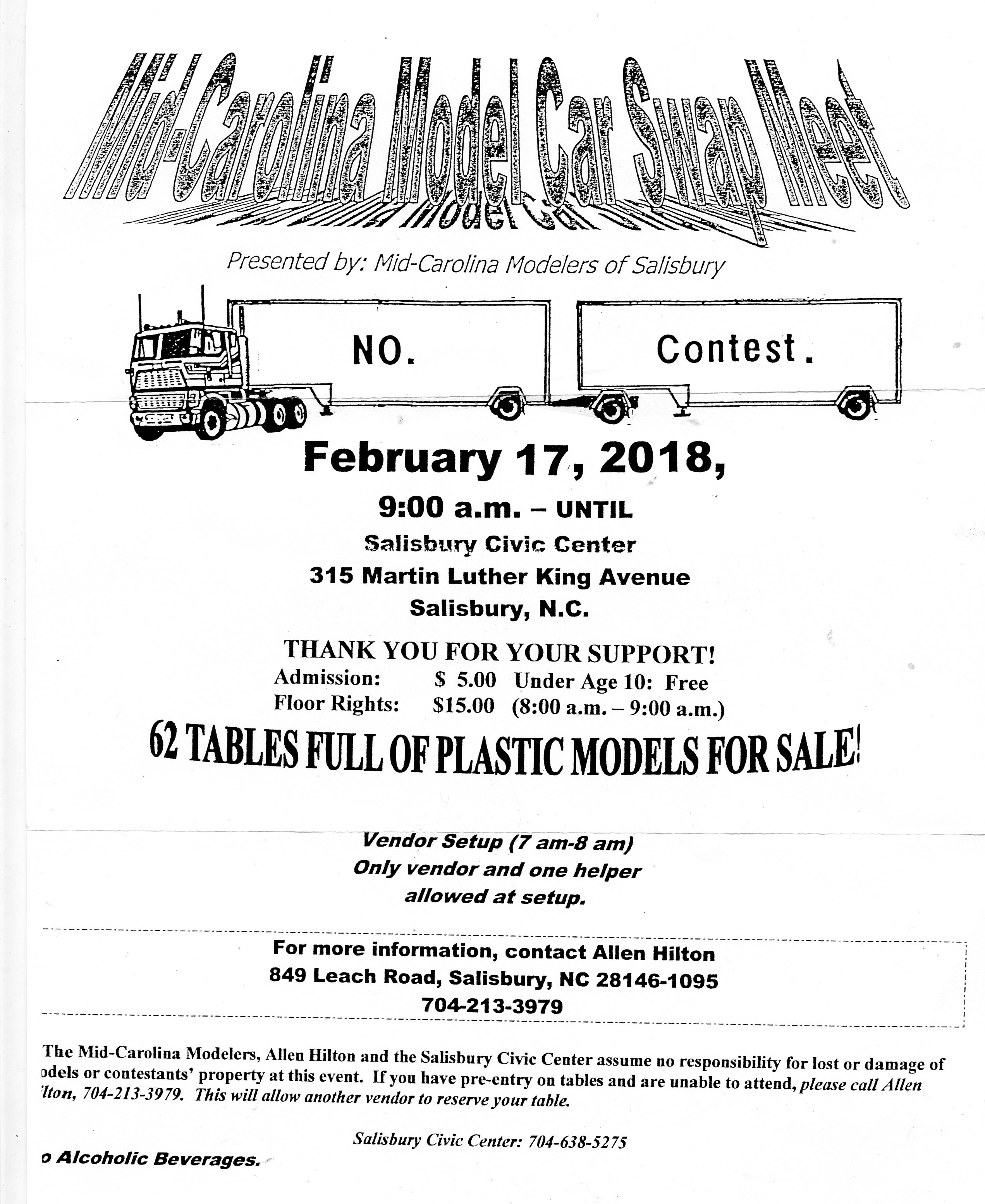 Mid Carolina Model Car Swap Meet Salisbury NC 2/17/18
